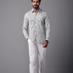 Men's Sanganeri Light Green Hunting Styled Floral Printed Shirt | Elegant Outdoor Wear